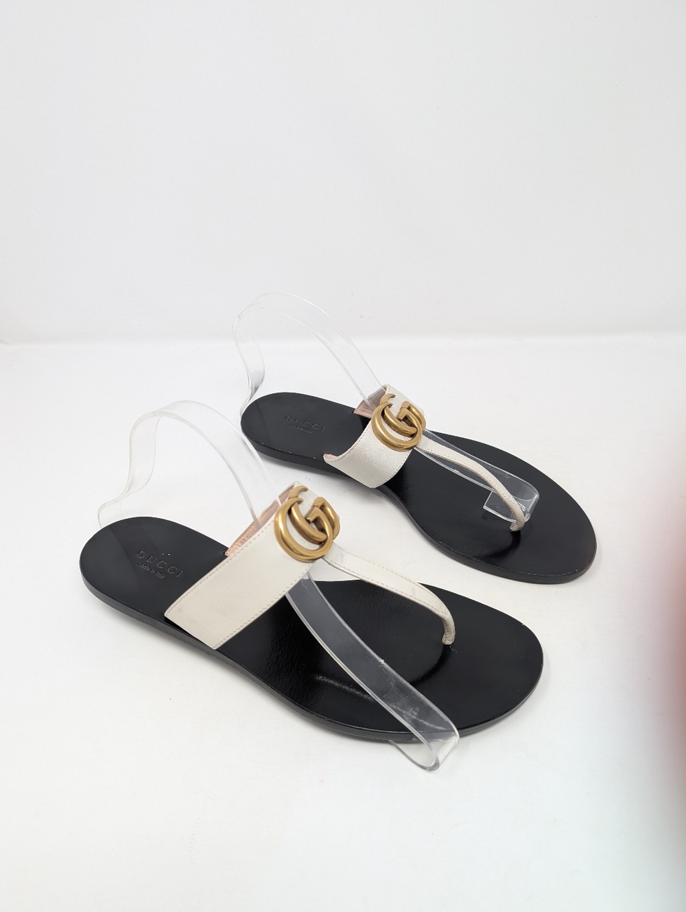 Gucci Marmont GG White Thong Sandals Flip Flops Slides Size 37.5